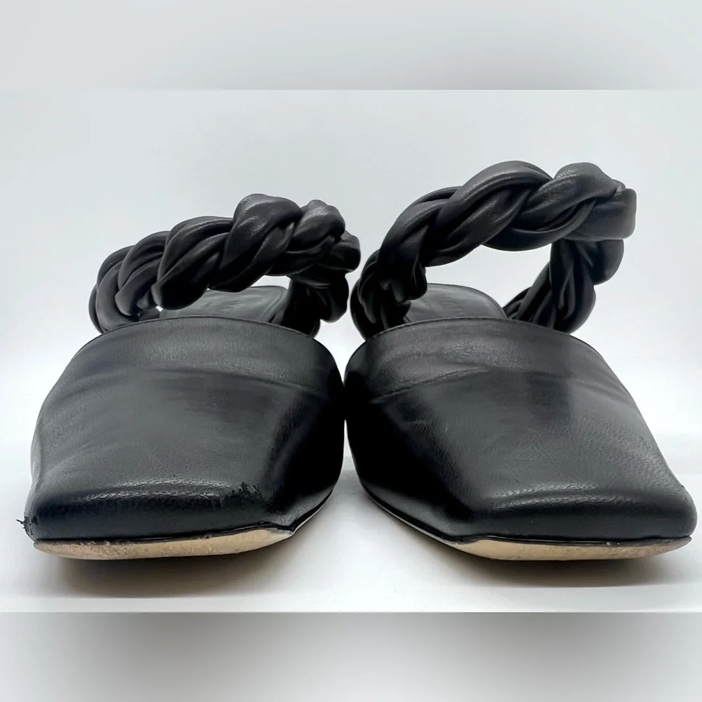 M. Gemi Braided Twist Leather Heeled Mule Pumps 37.5 - Picture 5 of 16